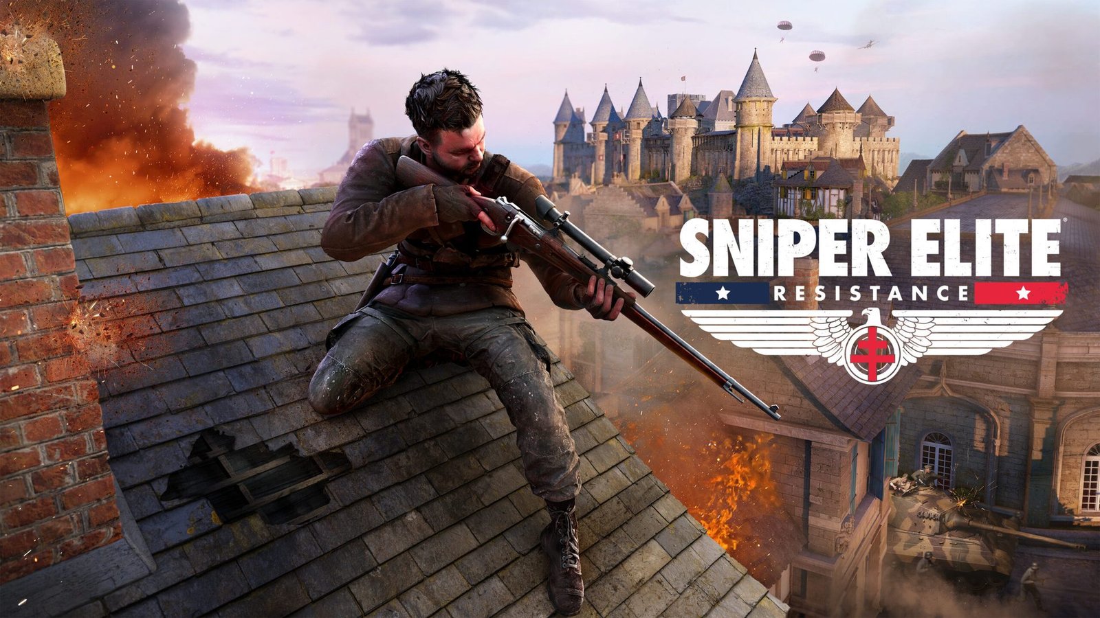 Un francotirador apunta desde un tejado en Sniper Elite: Resistance